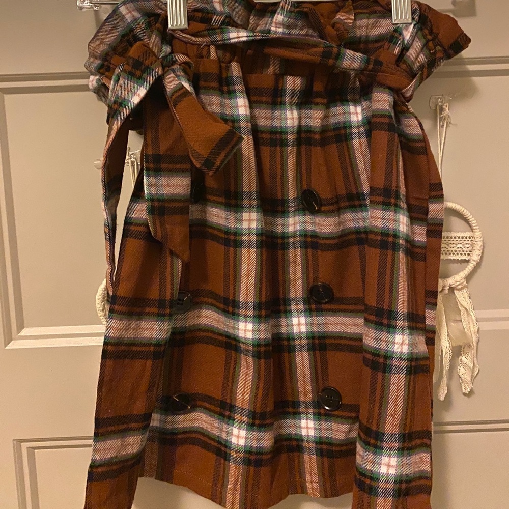 Plaid Paper bag Waist Skirt